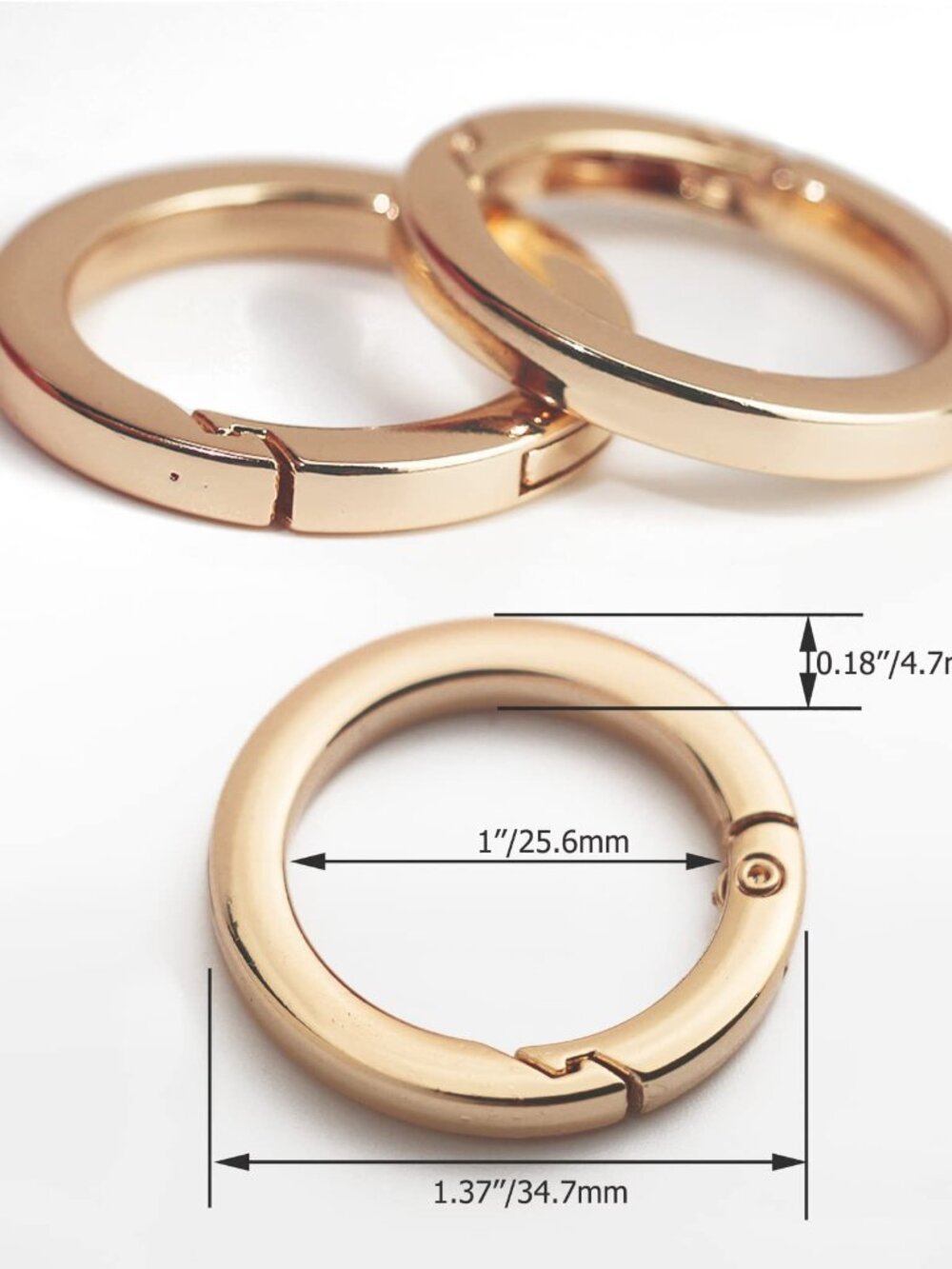 2 Pcs O Ring for Purse Strap,1 inch Spring Rings for Handbag & Keys,Gold - Picture 4 of 6